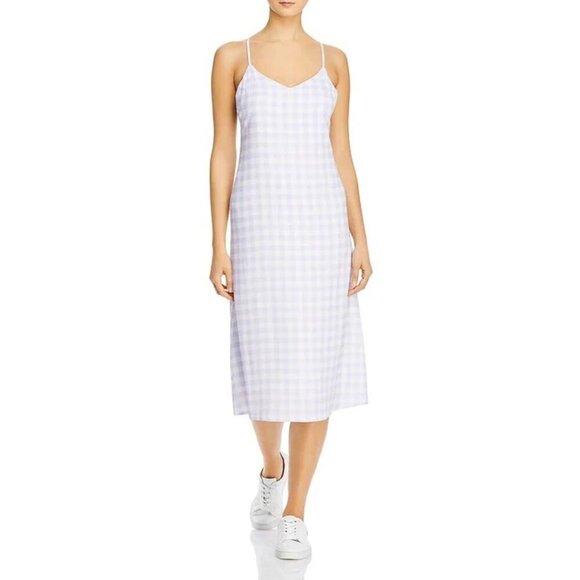 NWT Charlie Holiday Check Print Midi Slip Dress Lilac Size 8 - Picture 1 of 7